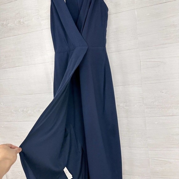 DRESS the Population Ariel Maxi Wrap Dress Small Navy Blue Sleeveless V Neck - Picture 5 of 14